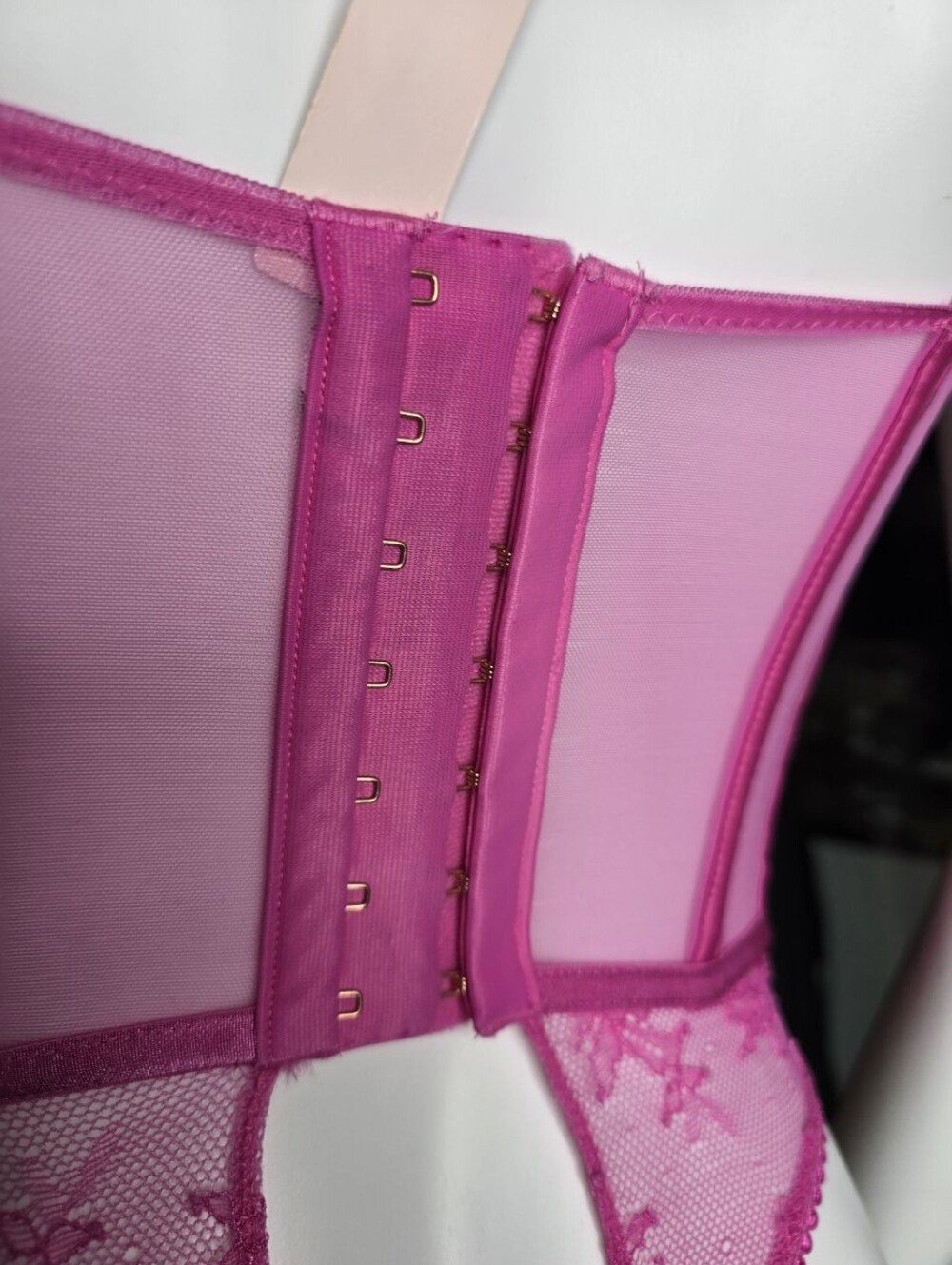 Victoria's Secret Neon Pink Lace Bustier Teddy - Picture 13 of 16